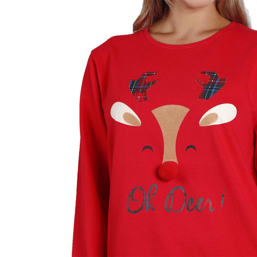 Sweatshirt de Noël pour Femme Oh Deer Encolure