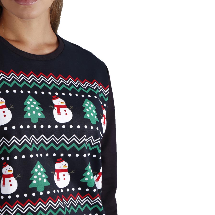 Sweatshirt de Noël pour Femme Snow Tree Encolure