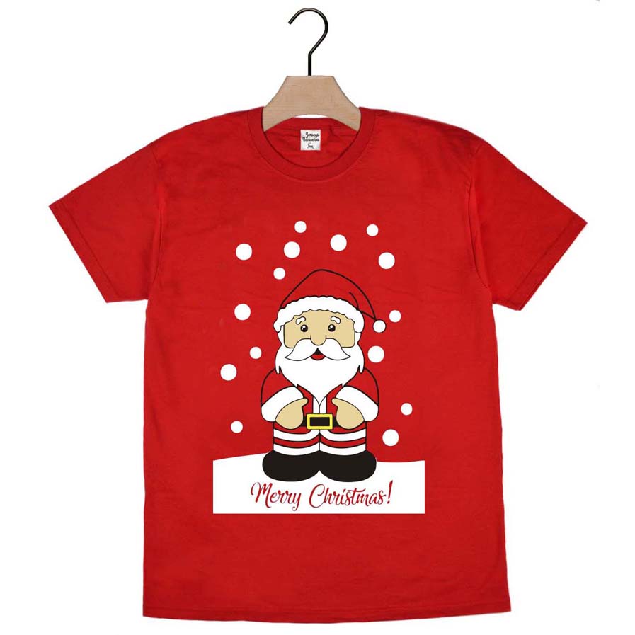 T-Shirt de Noël pour Homme et Femme Rouge avec Père Noël 2021