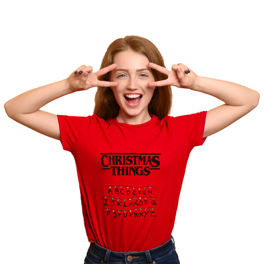 T-Shirt de Noël Femme Rouge Christmas Things