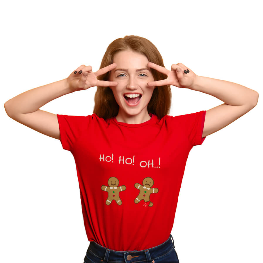 T-Shirt de Noël  Femme Rouge pain d'épices