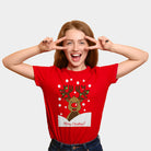 T-Shirt de Noël Femme Rouge avec Renne Rudolph