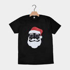 T-Shirt de Noël pour Homme et Femme Noir avec Père Nöel Hipster