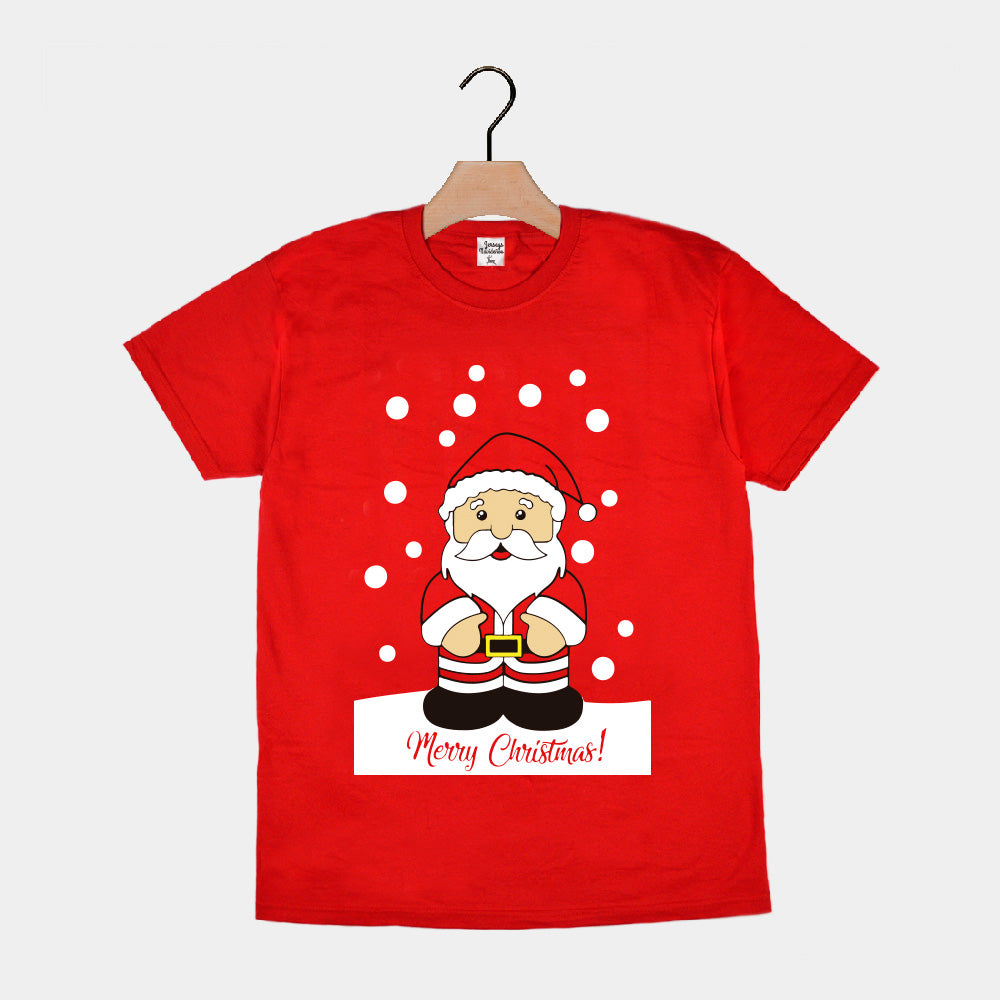 T-Shirt de Noël pour Homme et Femme Rouge avec Père Noël