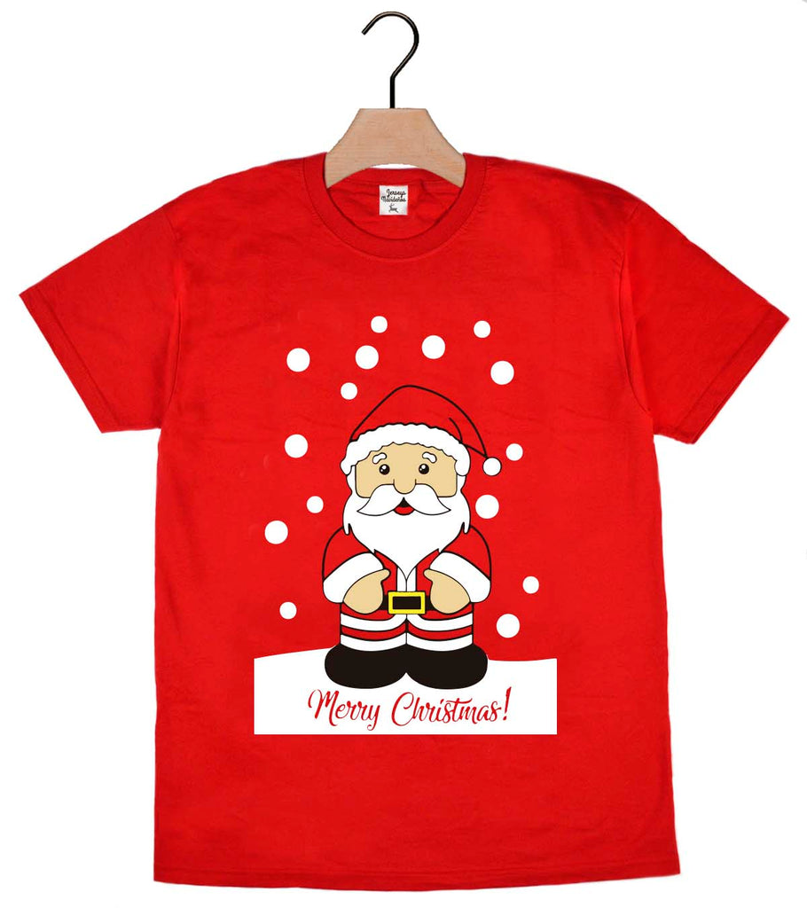T-Shirt de Noël pour Homme et Femme Rouge avec Père Noël